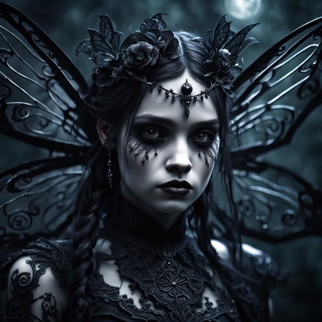 Hyperrealistic Goth Fairy in Cinematic Style