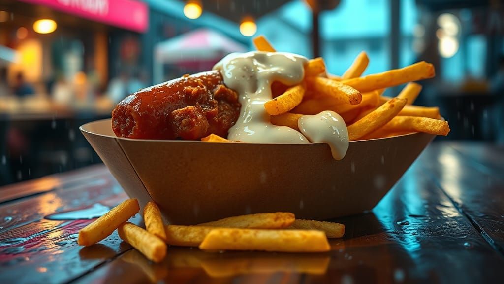 Currywurst and Fries in Dreamlike Digital Art