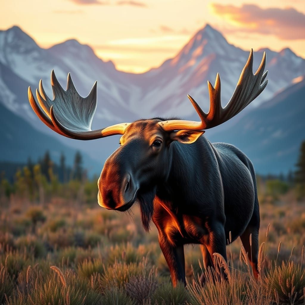 Alaskan Bull Moose in Sunset Splendor