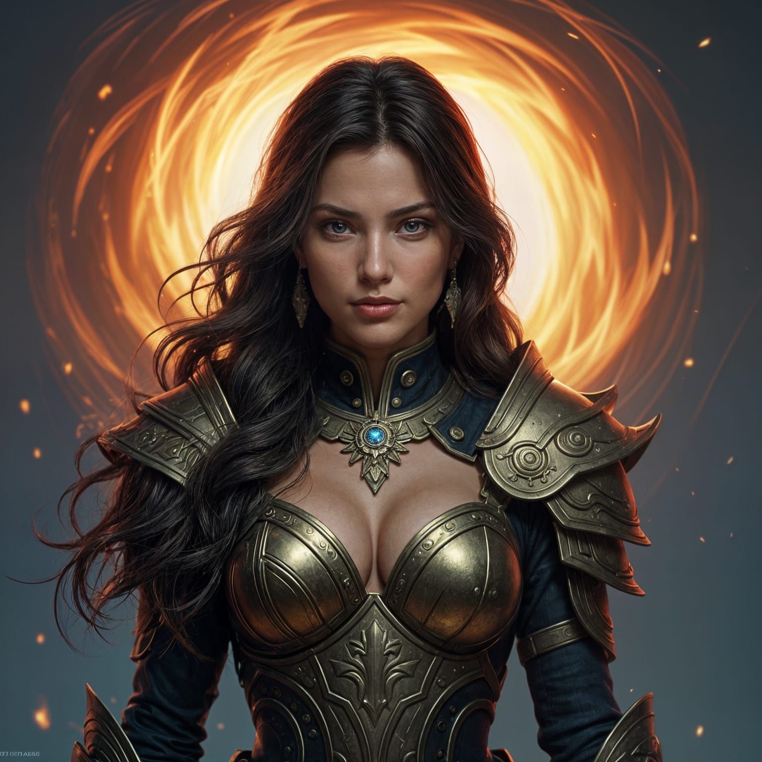 Resilient Goddess Rising from Fire, Artgerm Style