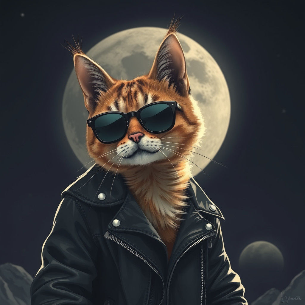 Cool Cat Exploring the Moon