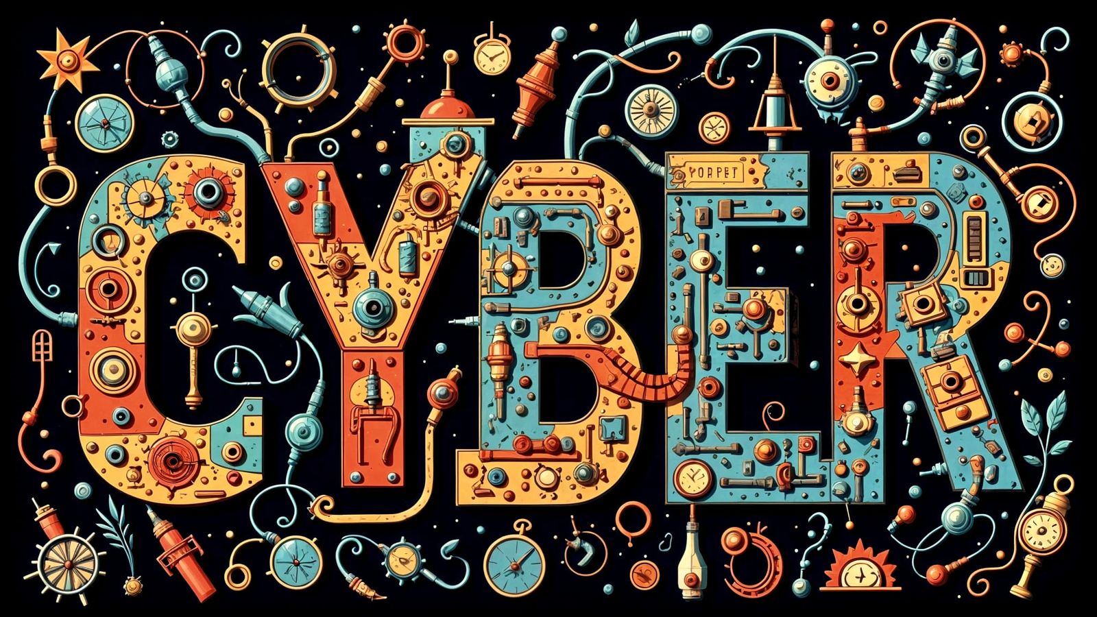 Cyberhybridism Letters in Abstract Geometric Style