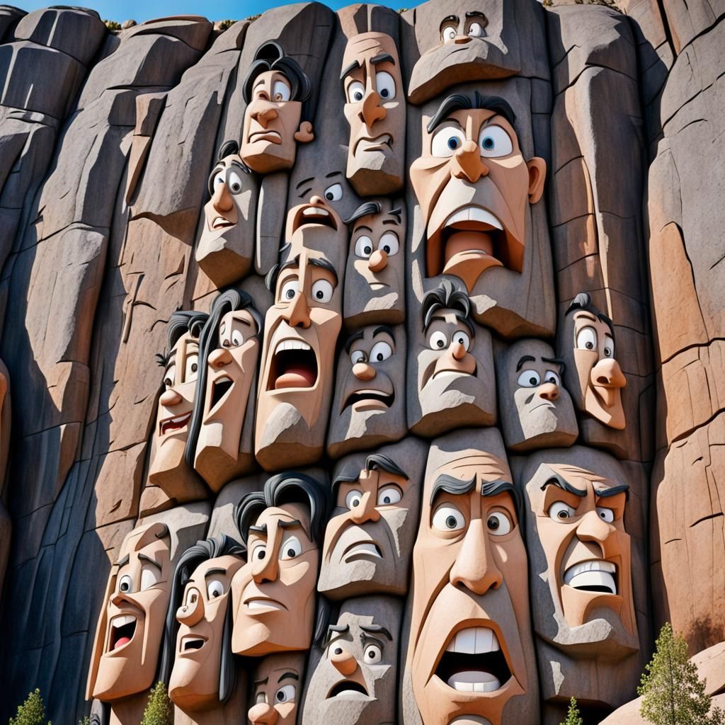 Warner Brothers Carvings on Granite Cliff Face