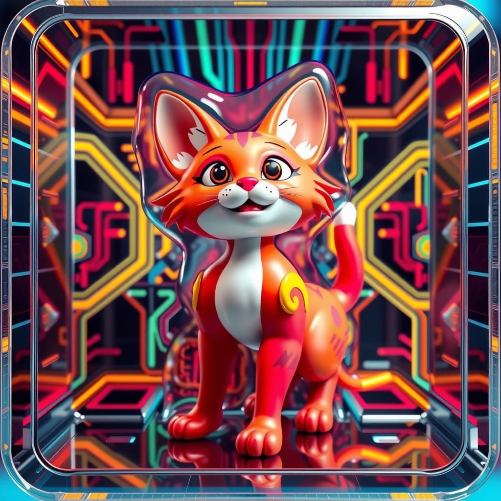 Cute FONE Cat Action Figure in Futuristic Blister Pack