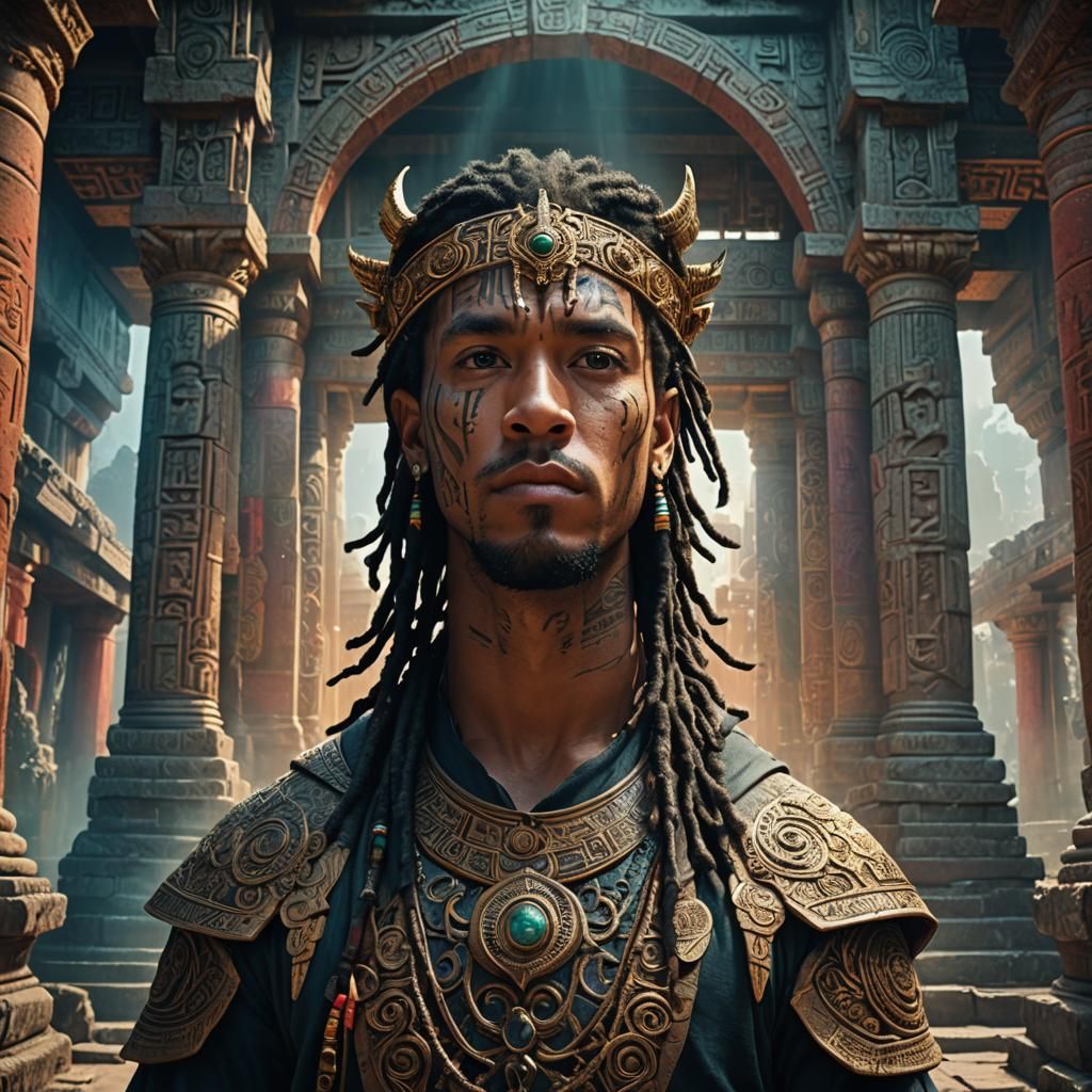 Intense Close-Up of Jey Uso in Ancient Temple