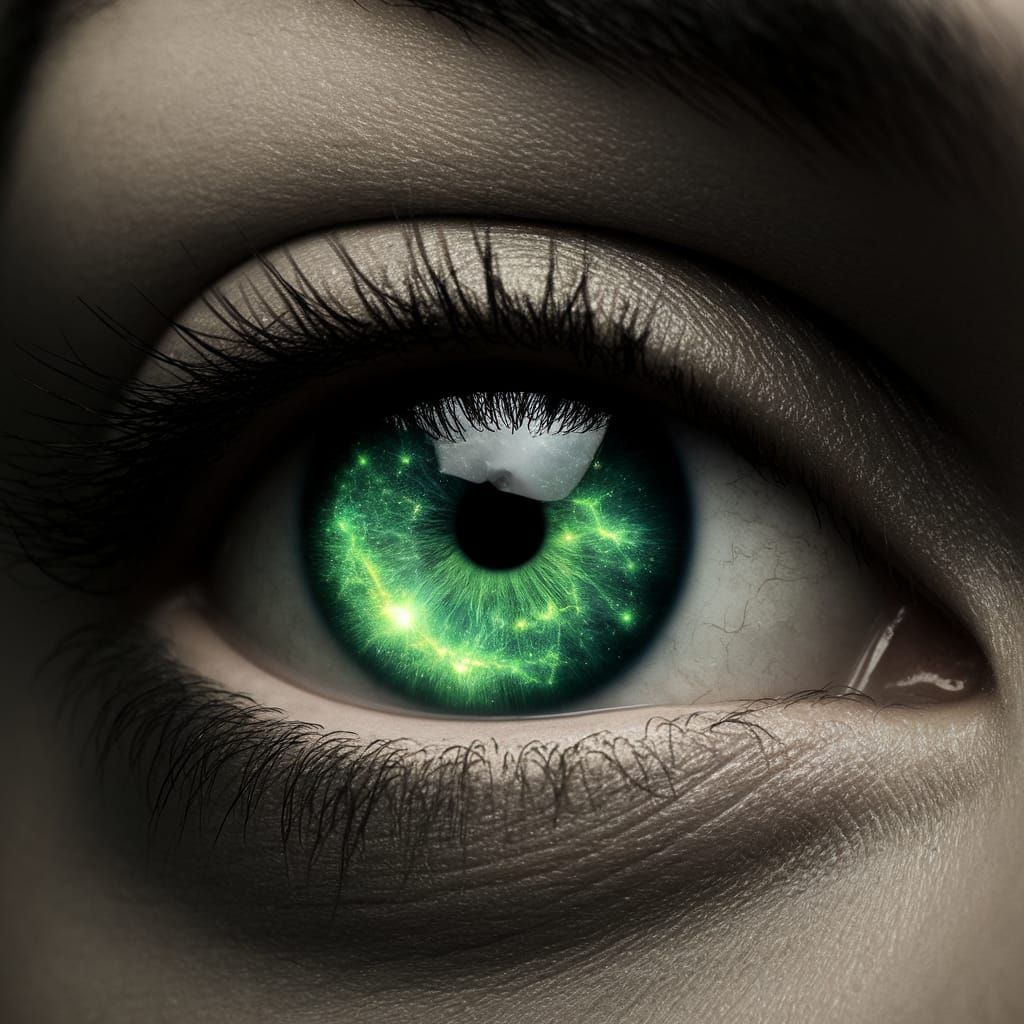 Emerald Celestial Eye in Hyperrealistic Detail