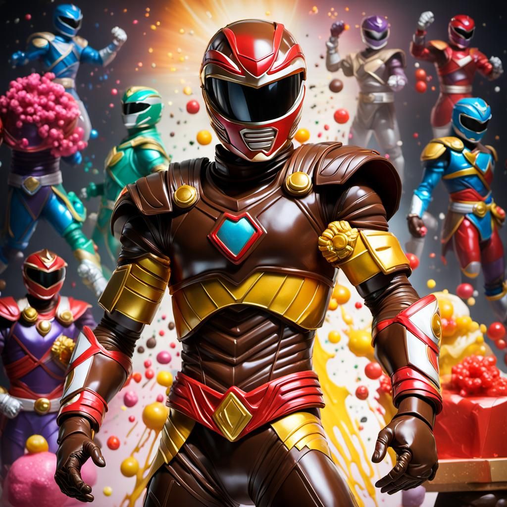 Milk Chocolate Power Ranger Sculpture in Candy Store