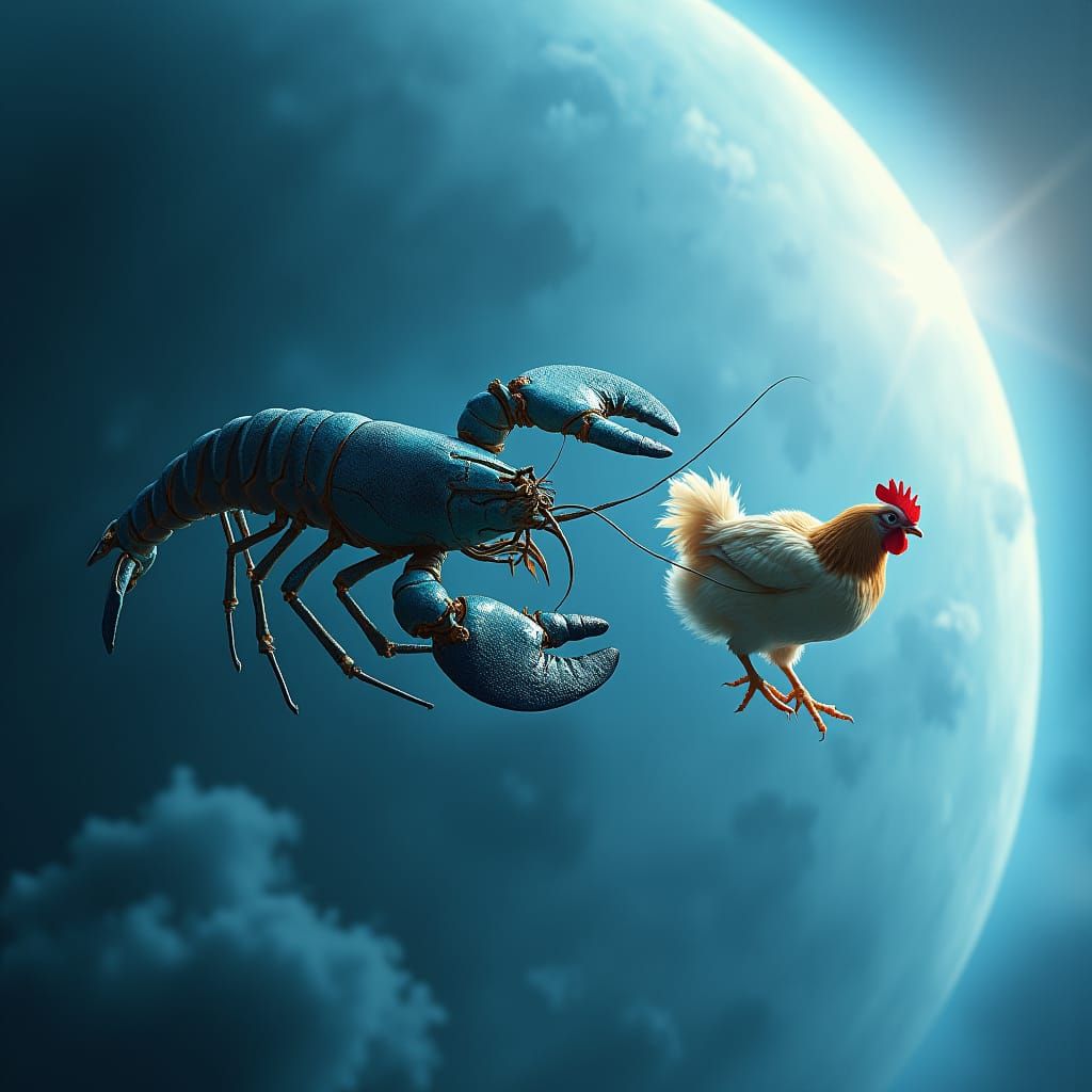 Blue Lobster and Chicken Chase on Uranus