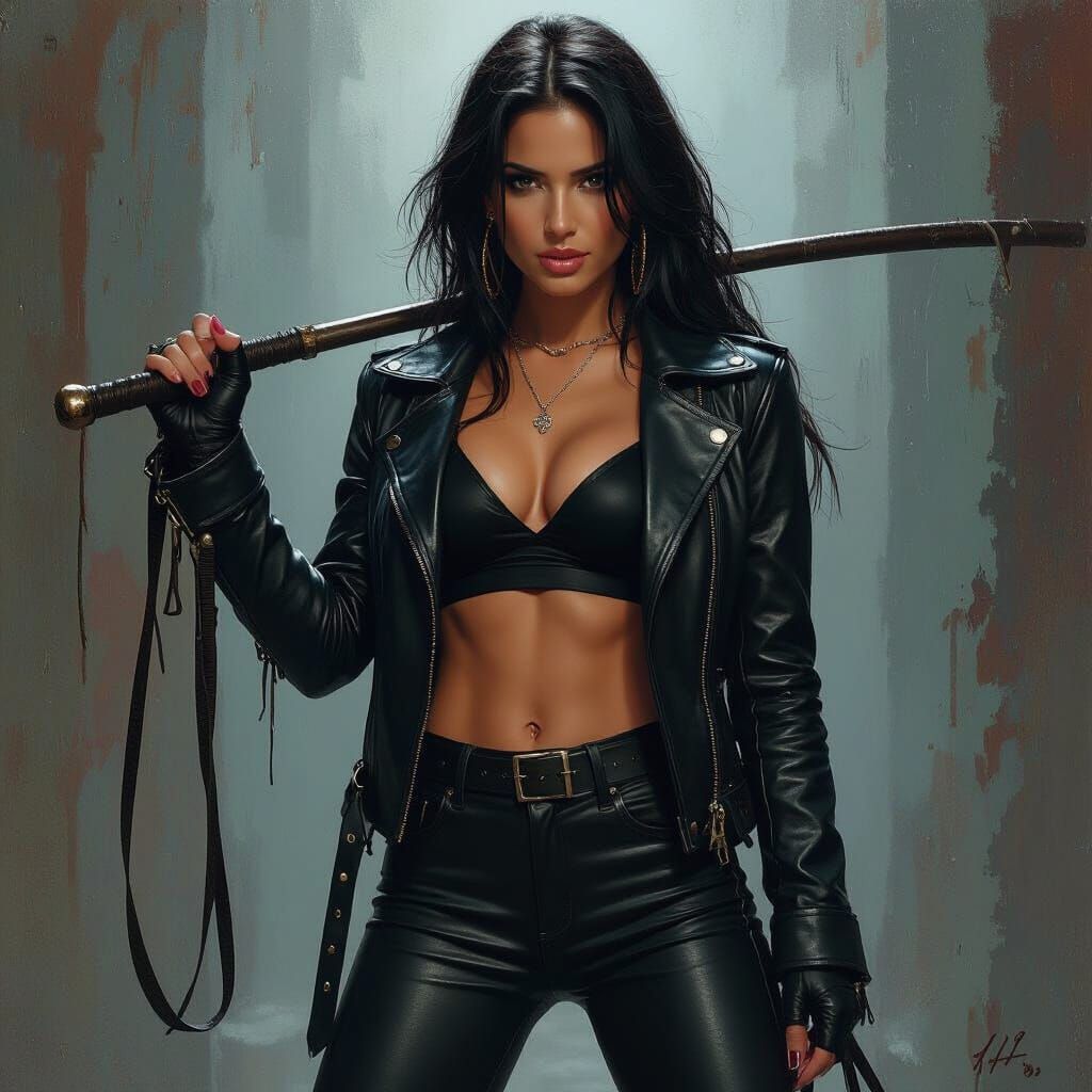 Shakira with Whip in Ash Thorp Style