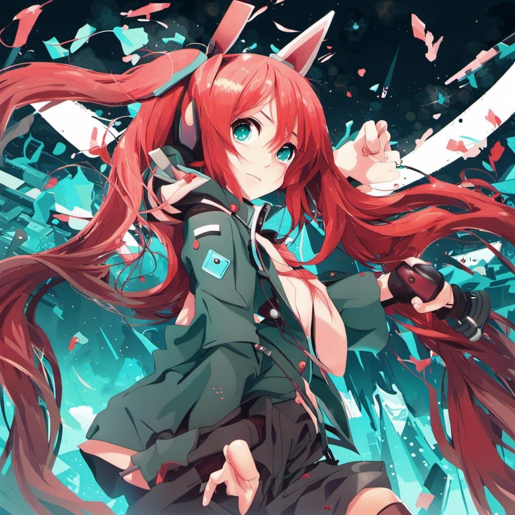 Red-Haired Anime Girl in Manga Style