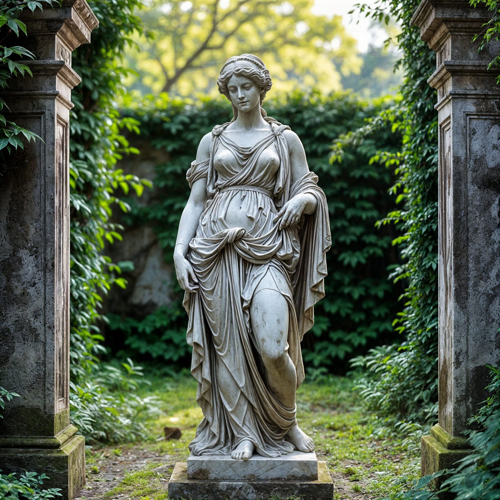 Muse in Overgrown Garden: A Pre-Raphaelite Vision