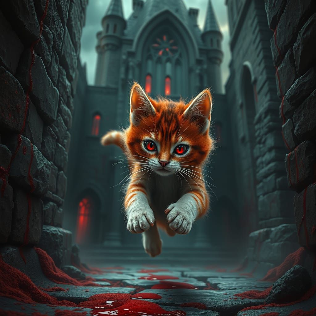 Blood-Red Kitten Frolics in Dark Castle
