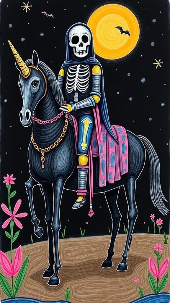 Sugar Skull Fairy Queen Knight on Unicorn