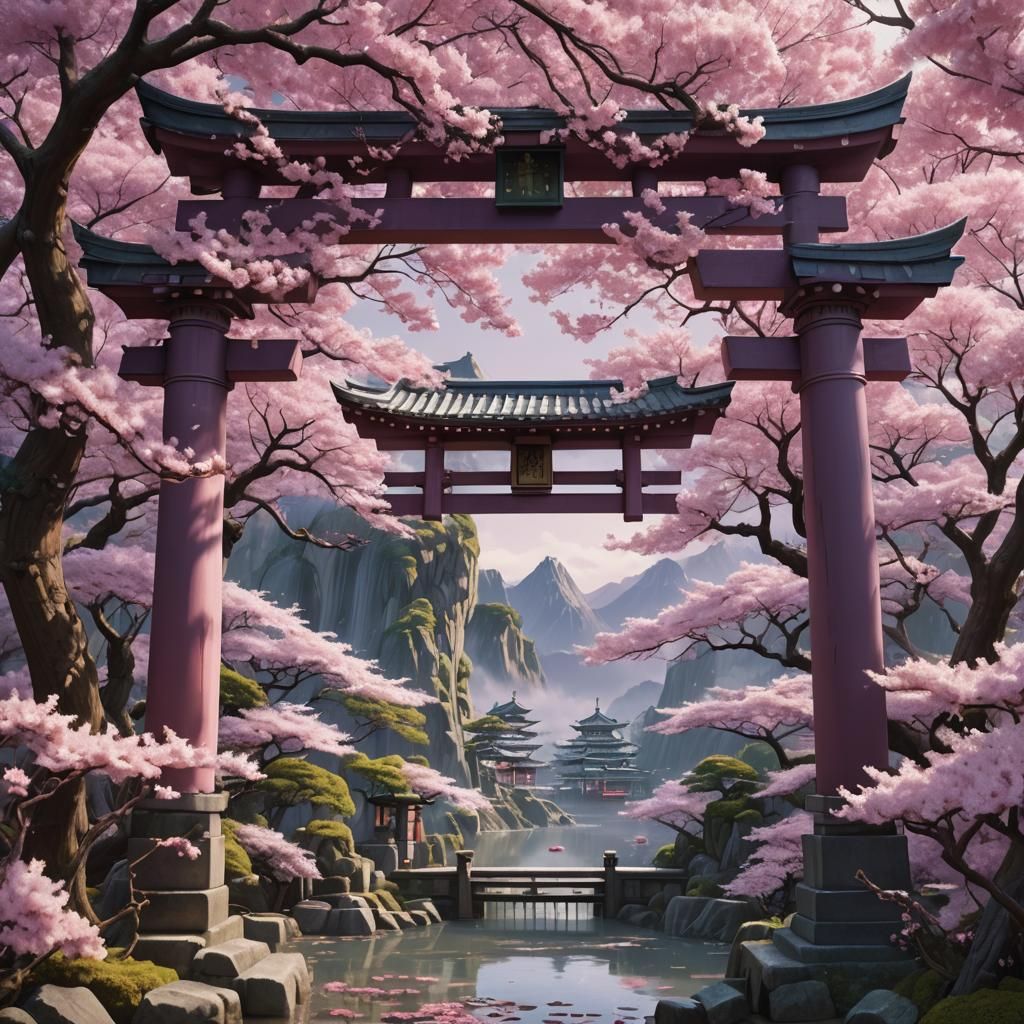 Sakura Flower in Ukiyo-e Style