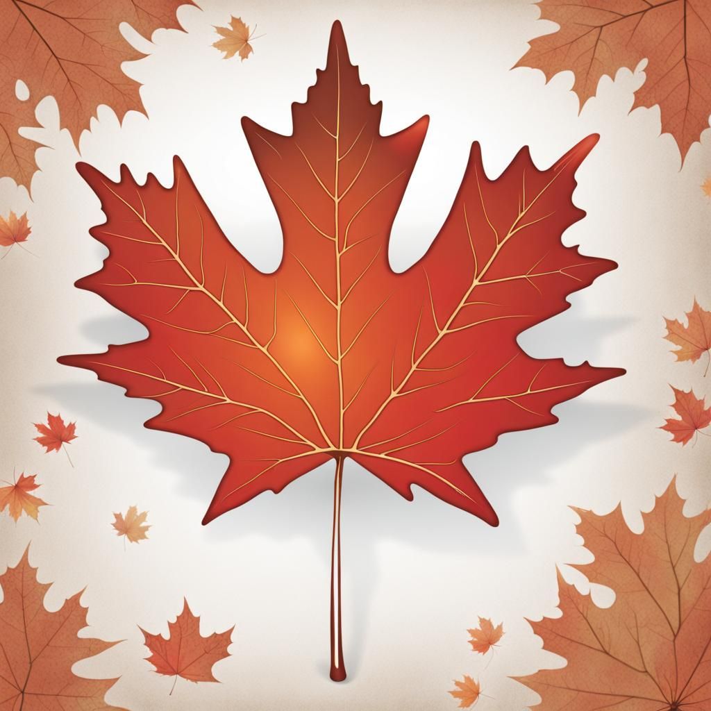 Detailed Rendering of a Maple Leaf