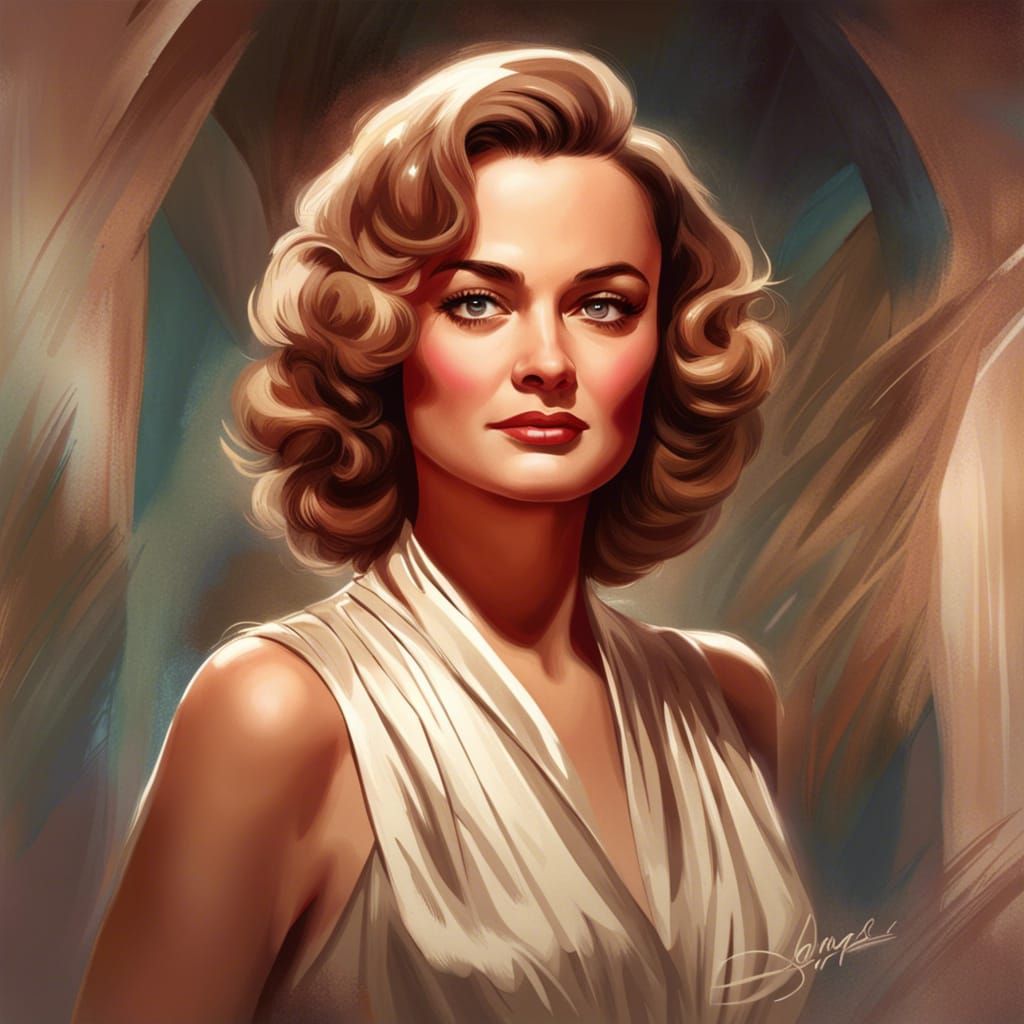 Hollywood Star Portrait in Art Nouveau Style