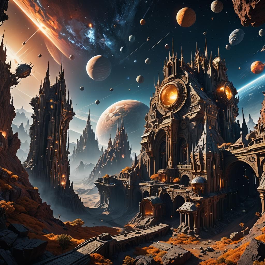 Fantastical Objects in Deep Space Matte Painting