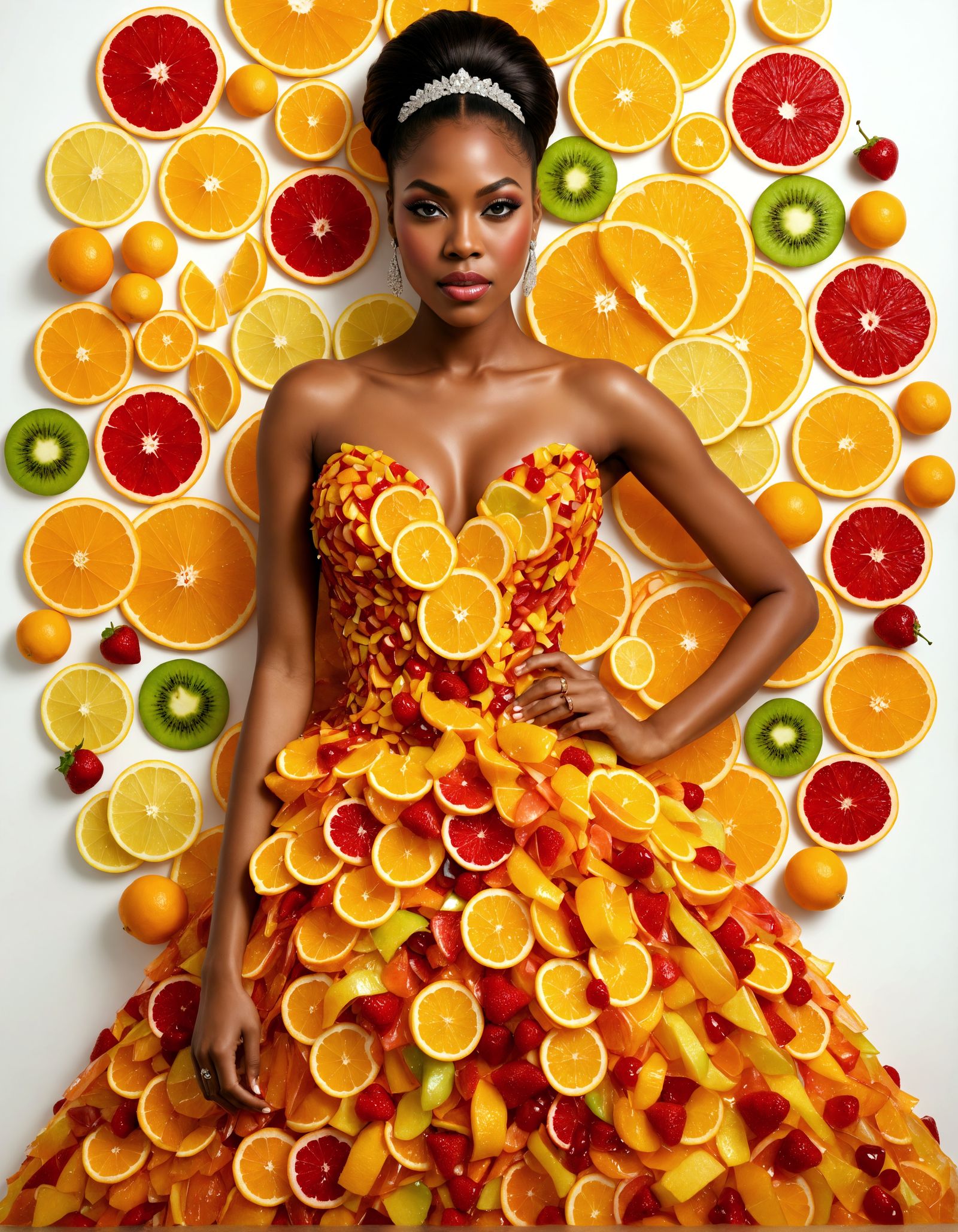Fruit Gown: Hyperrealistic African-American Woman in Art