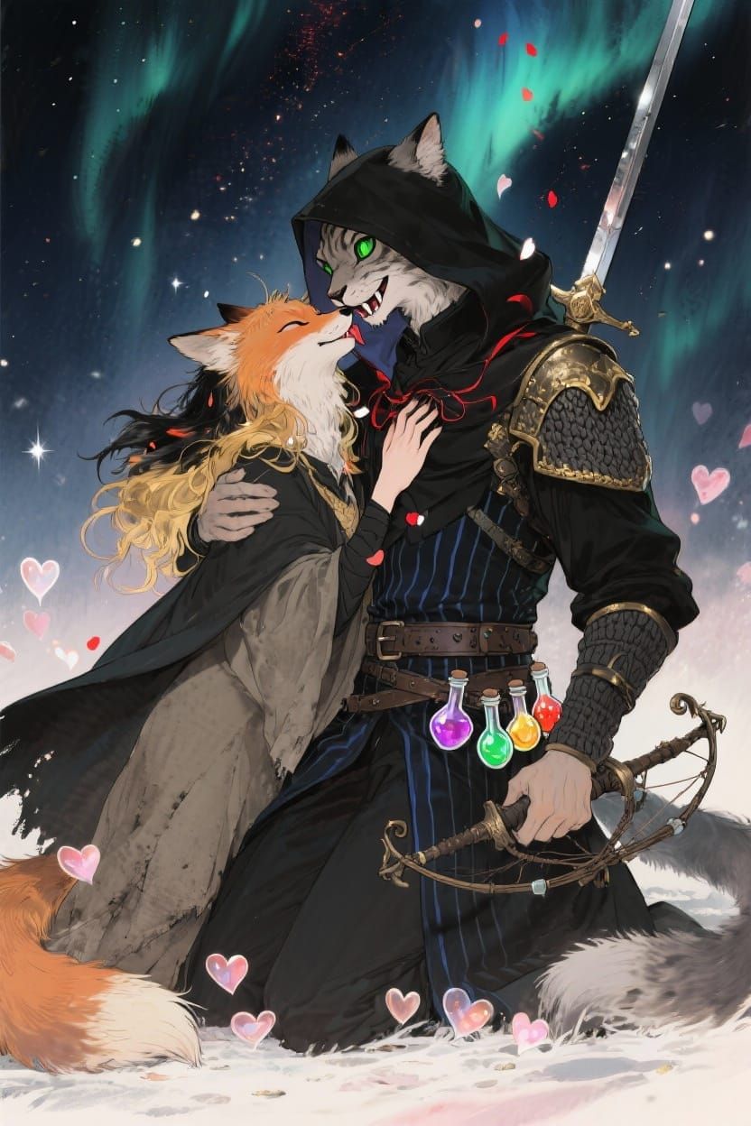 Enchanting Anime Art of Lynx Witch and Fox Lover