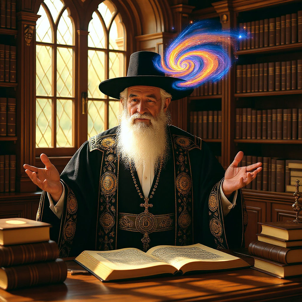 Rabbi with Galaxy Beard in Rembrandt Style