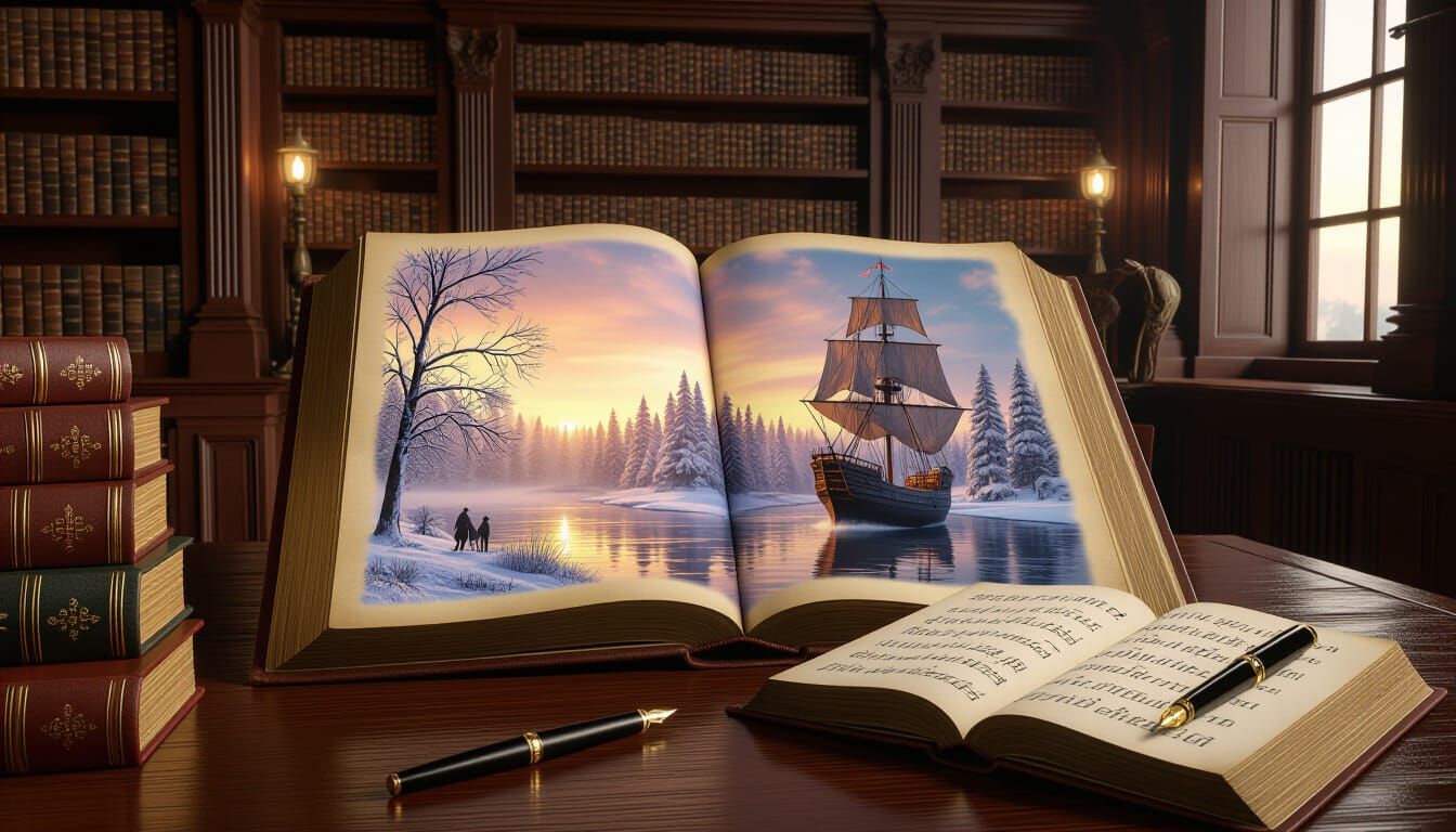 Antique Library Unveils Fantasy Worlds in Digital Art