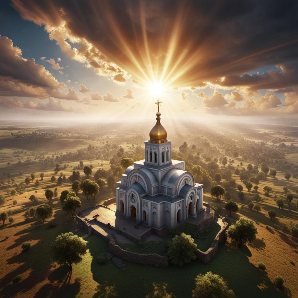Gishen Mariam Church: Aerial View in Matte Painting Style