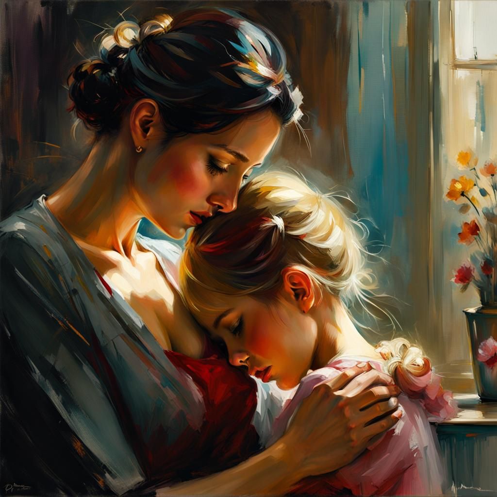 Mother and Daughter Embrace: A Matte Painting