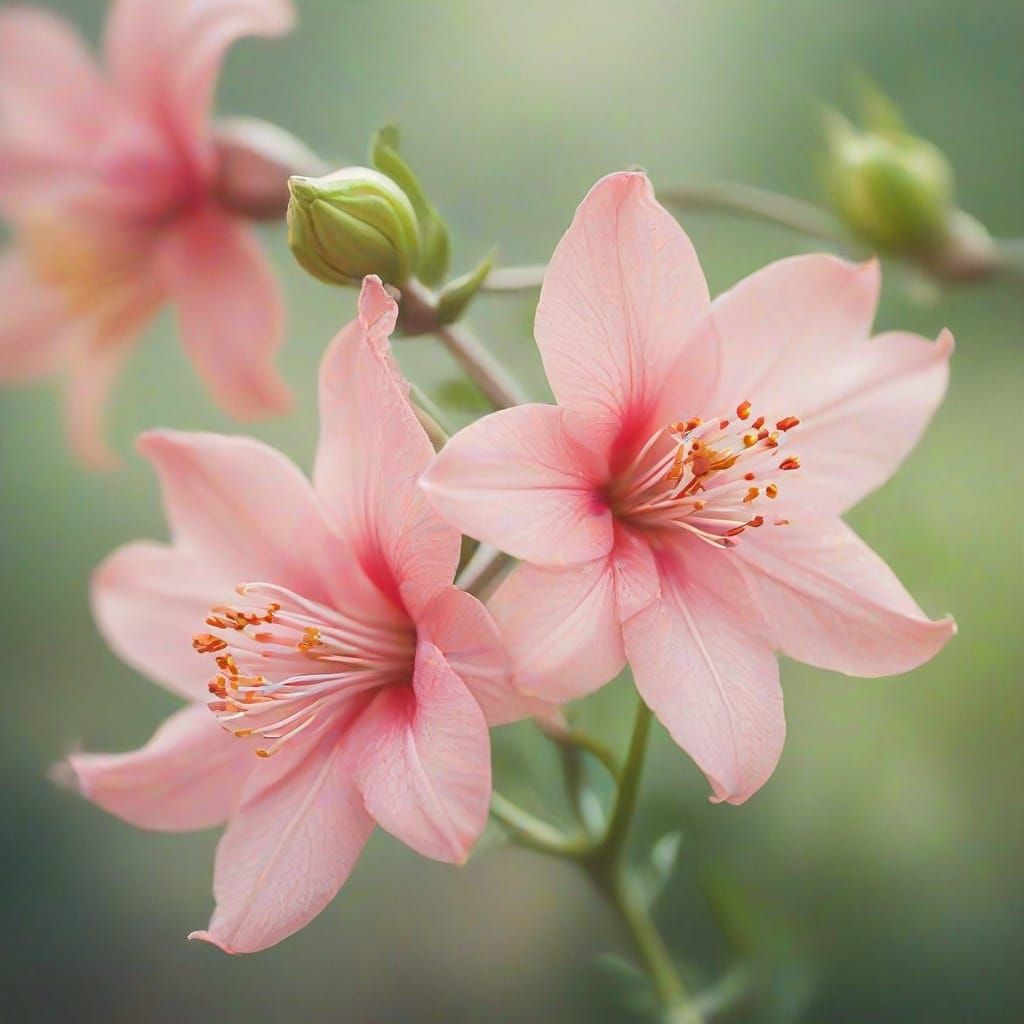 Abstract Forms Bloom into Honeysuckle in Dreamlike Fantasy A...