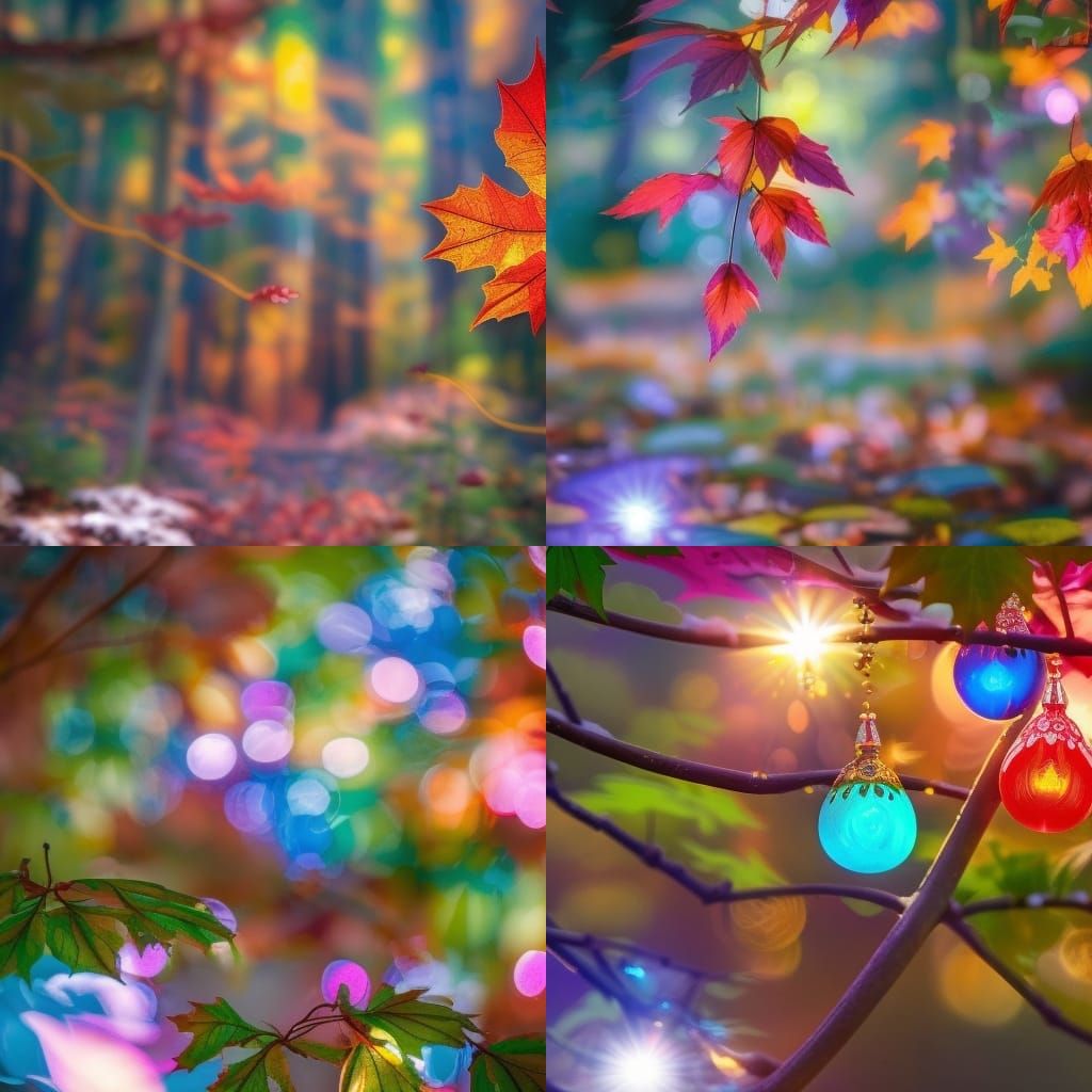 Art Nouveau Forest Landscape with Autumn Colors