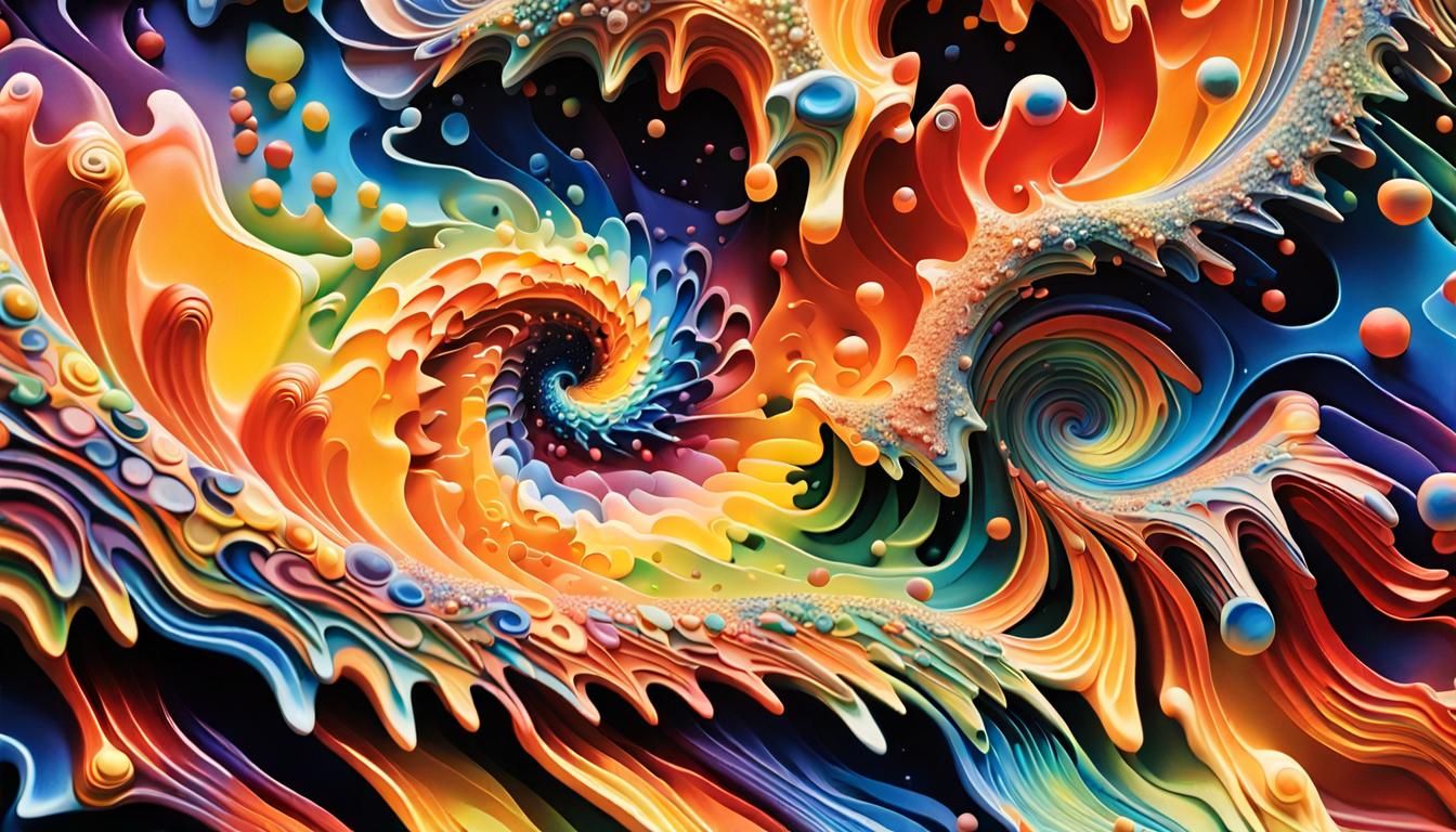 Iridescent Stars Painting in Impasto Style