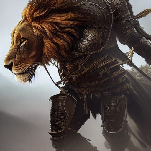 Lion Knight in Shining Armor, Digital Art