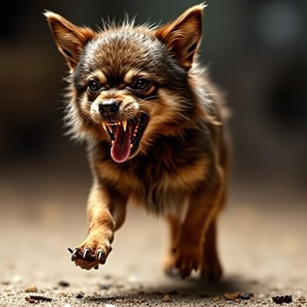 @ragefilledsuperhamster something like this? "chihuahua-Werewolf upright position Walking on two feet. Snarling with sal...