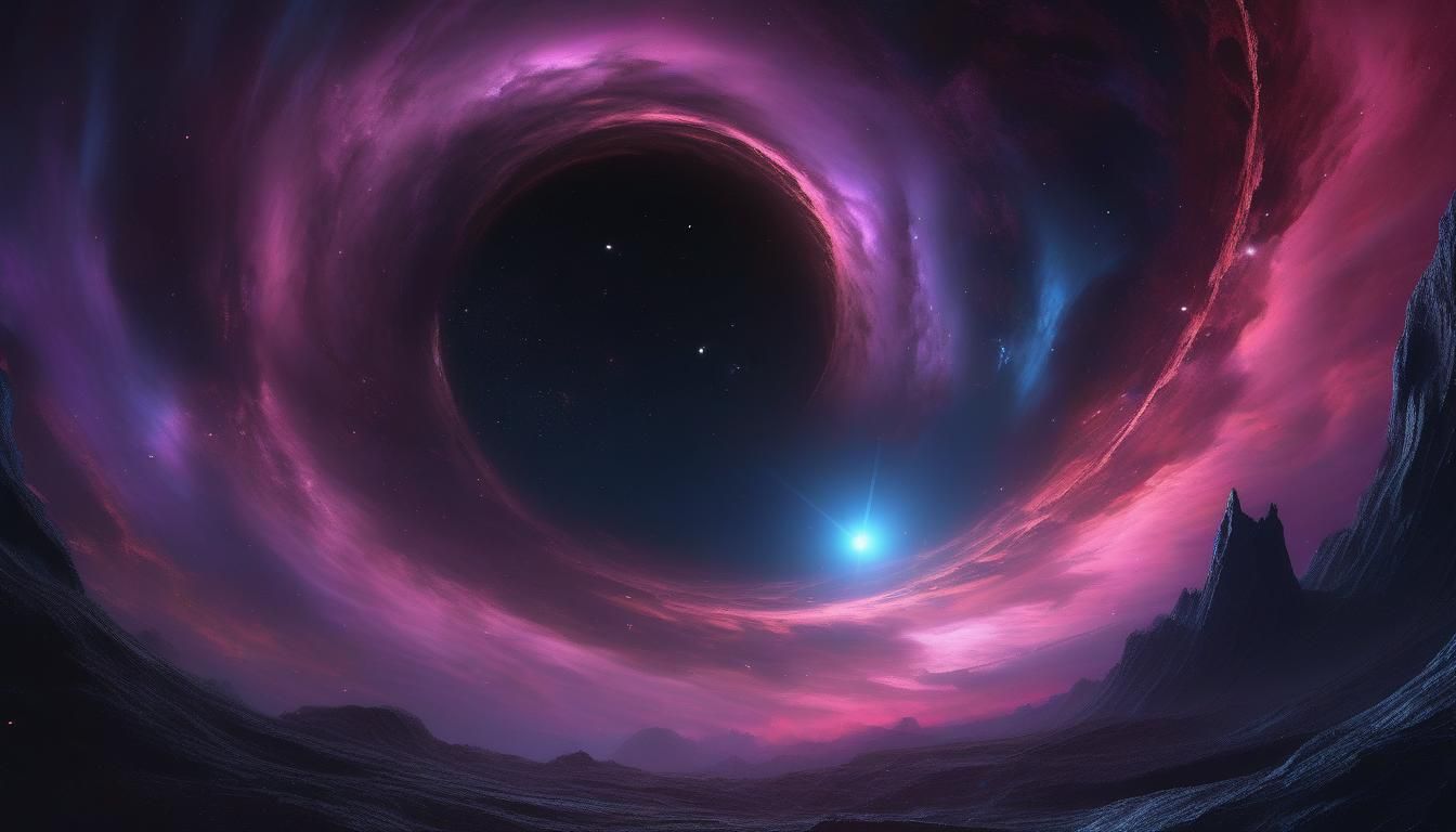Black Hole with Nebula Clouds in Dark Fantasy Style