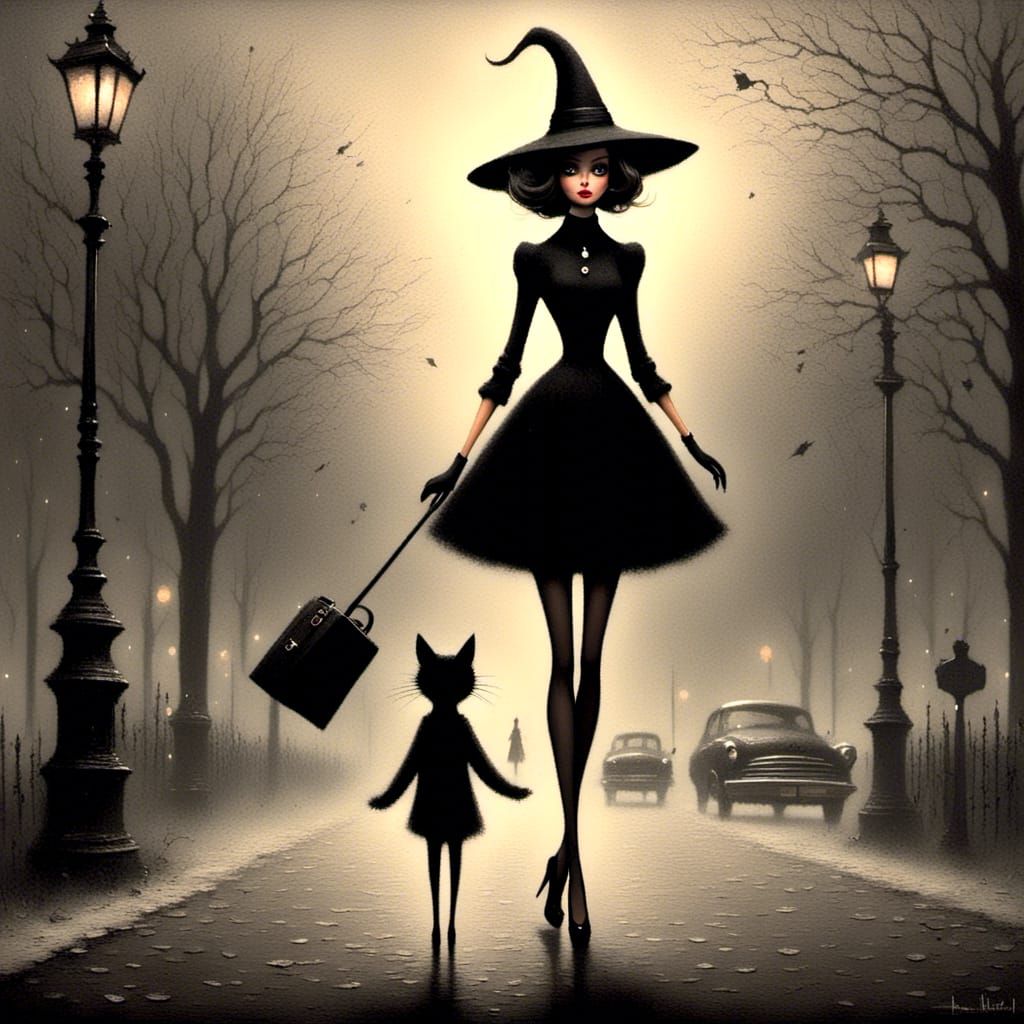 Backlit Wicked Witch in Theatrical Style