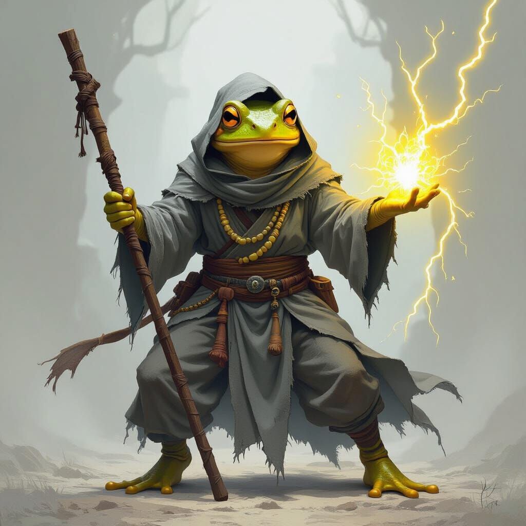 Yellow Frog Shaman Conjures Lightning Magic