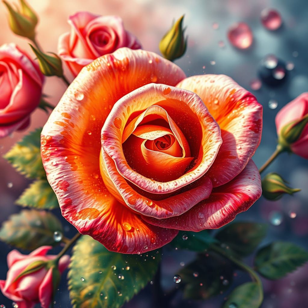 Gorgeous Rose of Multicolored Grains in Fairy-Tale Style