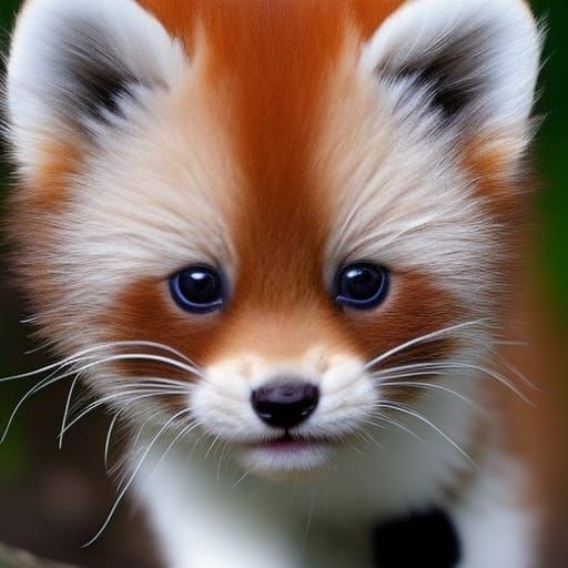 Adorable Kitten and Red Panda Together
