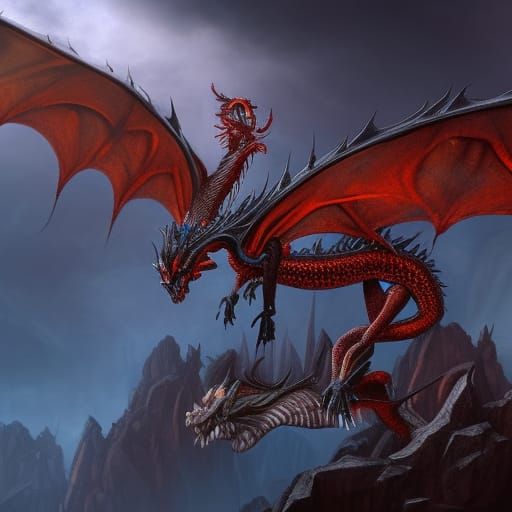 Detailed Skeleton Dragon Matte Painting