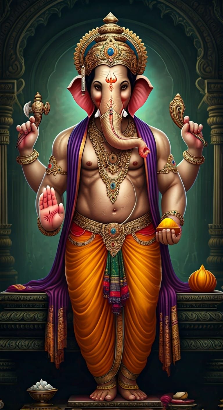 Ganesh in Atmospheric Realism and Fantasy Art
