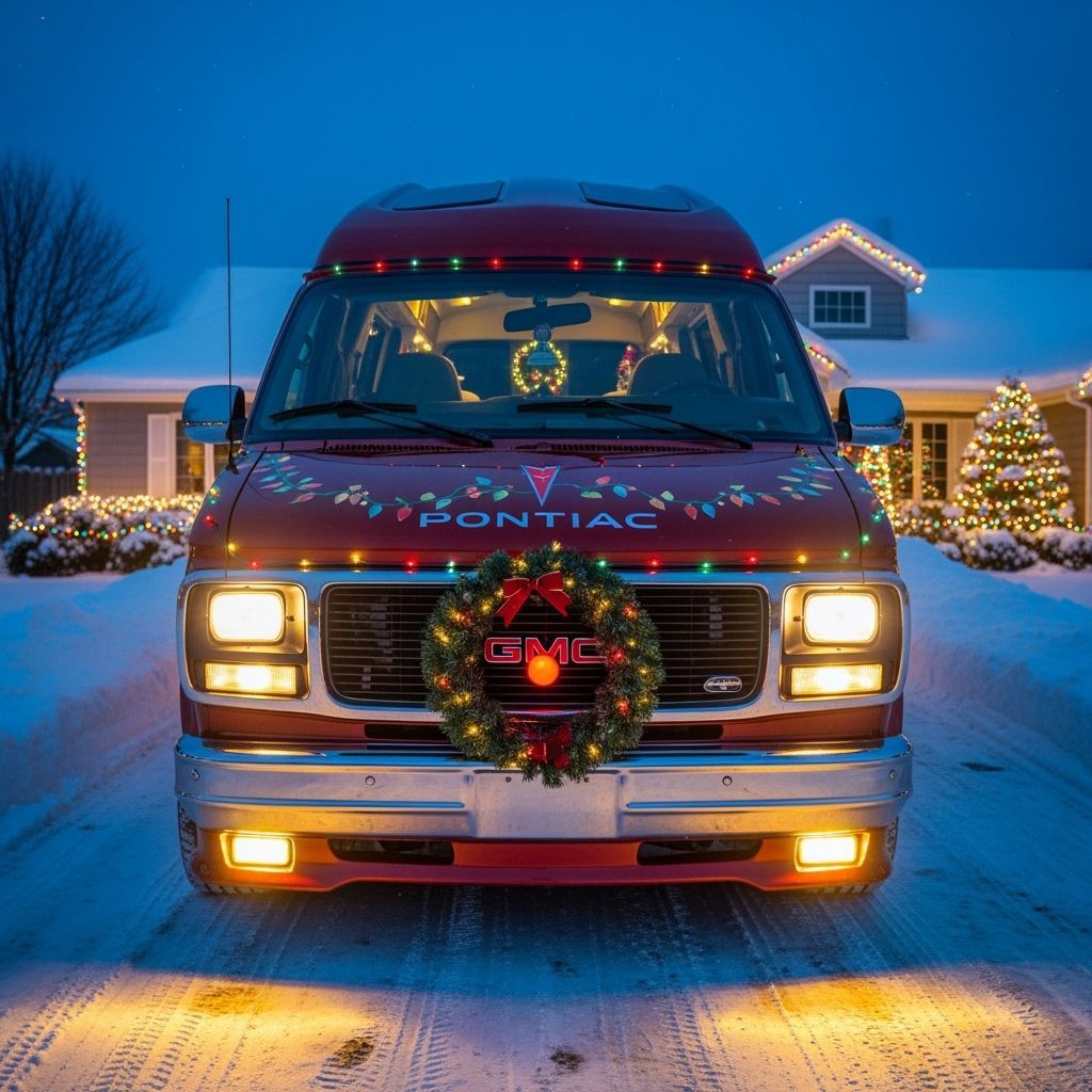 Festive Christmas Van with Rudolph Nose Grille