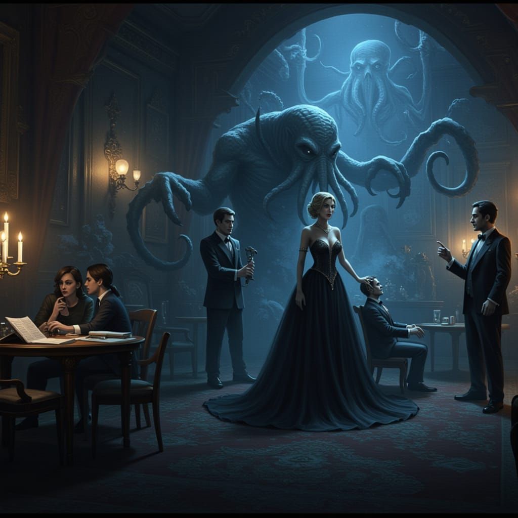 Dreamlike Noir Cityscape with Moody Atmosphere