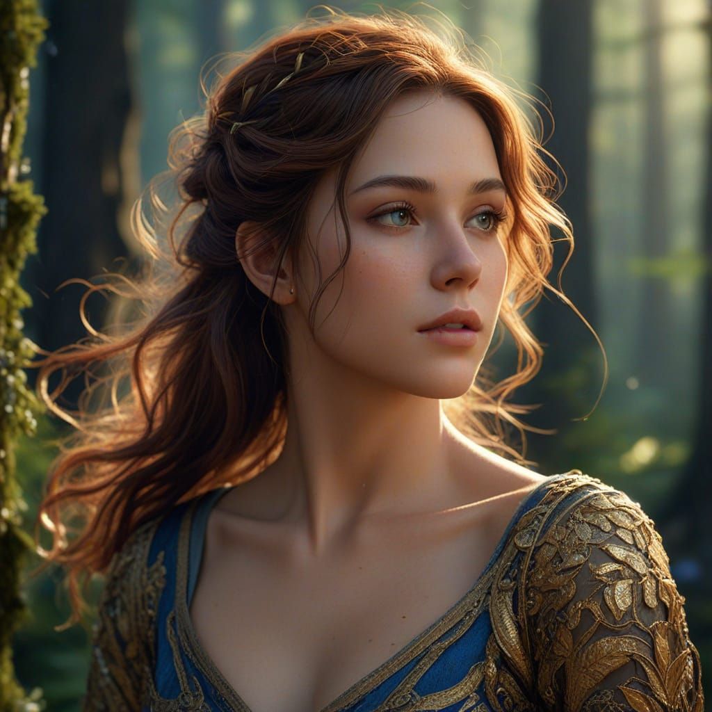 Whimsical Fantasy Portrait of a 40-Year-Old Woman