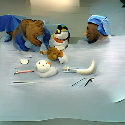 Medical Drama with Snowman Patient and Animal Surgeons