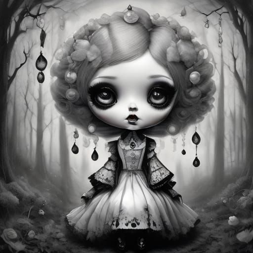 Abandoned Porcelain-China Blythe Doll w/quad of Loras QUAD 1