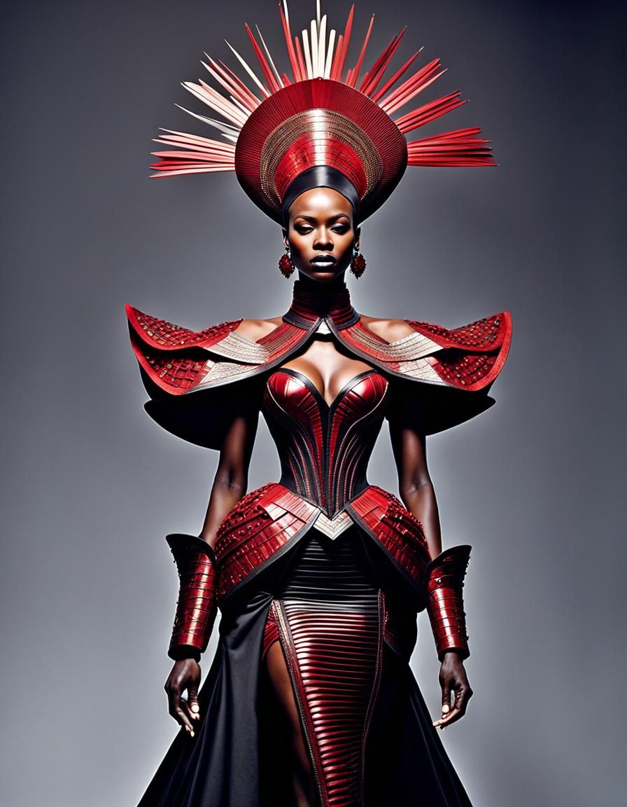 African Queen in Avant-Garde Fashion