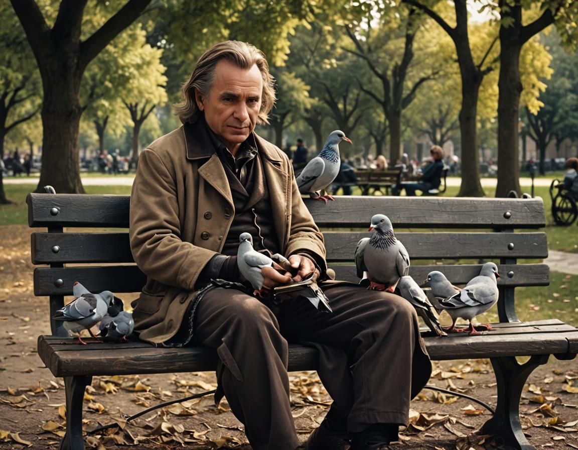 Rumplestiltskin Feeds Doves: Photorealistic Cinematic Still