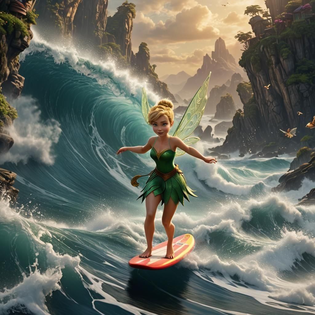 Tinkerbell Surfing: Fantasy Concept Art
