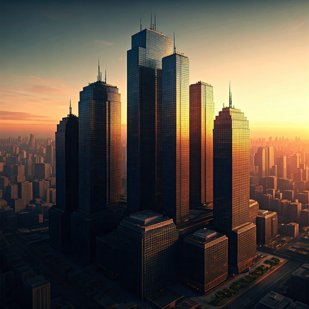 Cyberpunk Megacity at Sunset