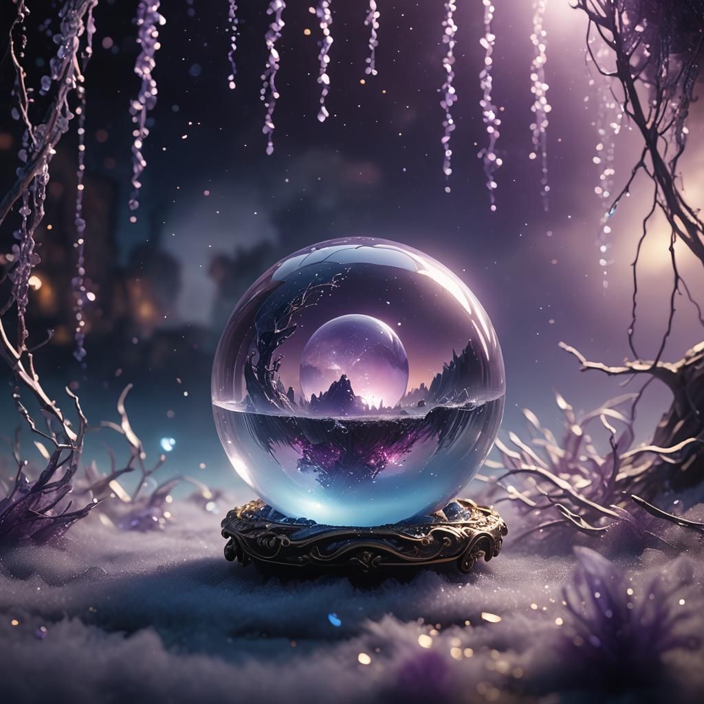 Floating Crystal Ball with Soft Lighting, Fantasy Art