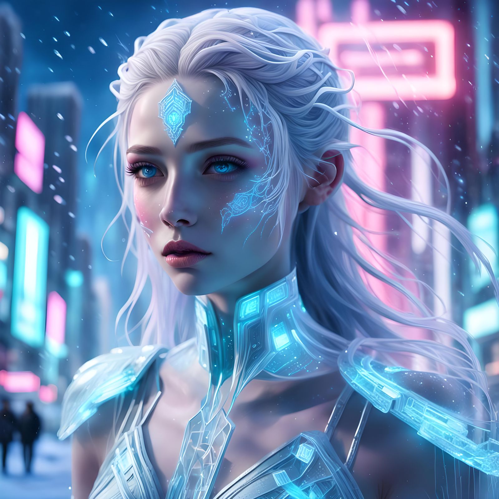 real 3D Ethereal goddess Made of ice  merge beautiful human ...